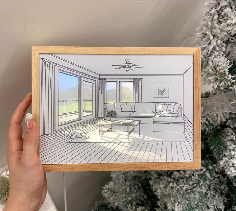 Wooden Picture Frame Light for Ambient Home Decor