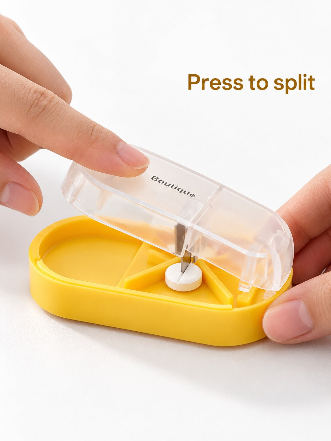 Pill Box with Built-In Pill Cutter for Travel & Daily Use