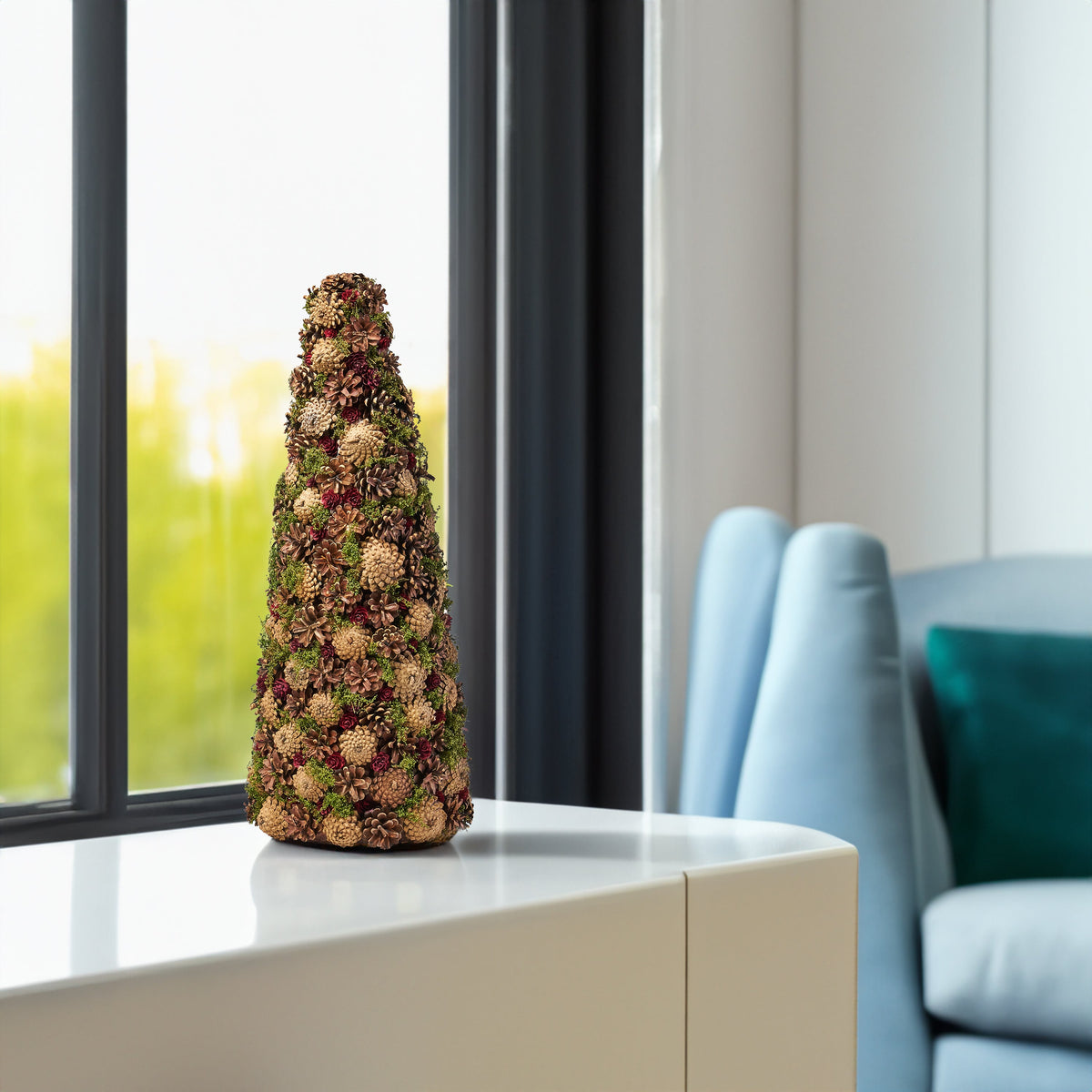 Pine Cone Tabletop Tree for Rustic Holiday Table Decor