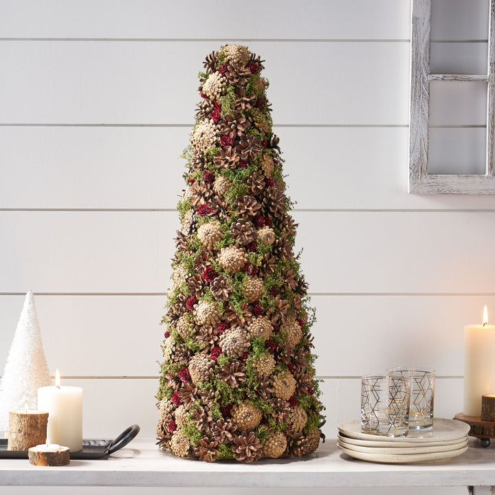 Pine Cone Tabletop Tree for Rustic Holiday Table Decor