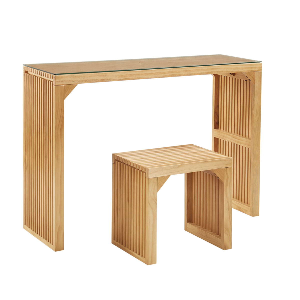 Pine Bar Table and Bench Set for Small Spaces