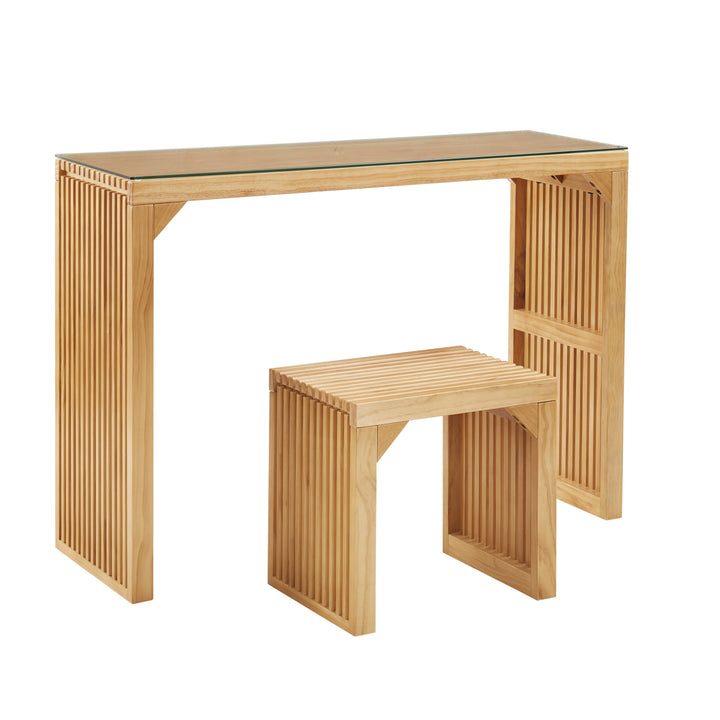 Pine Bar Table and Bench Set for Small Spaces