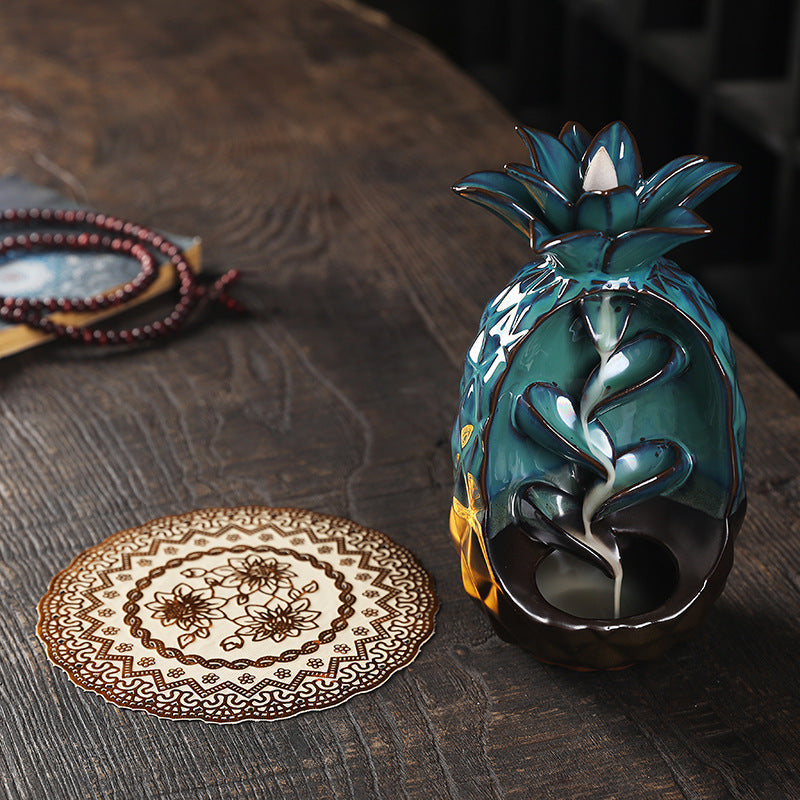 Pineapple Backflow Incense Burner for Relaxing Ambiance
