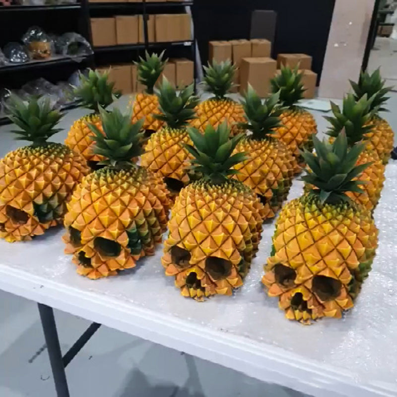 Pineapple Skull Halloween Decoration With Tropical Charm