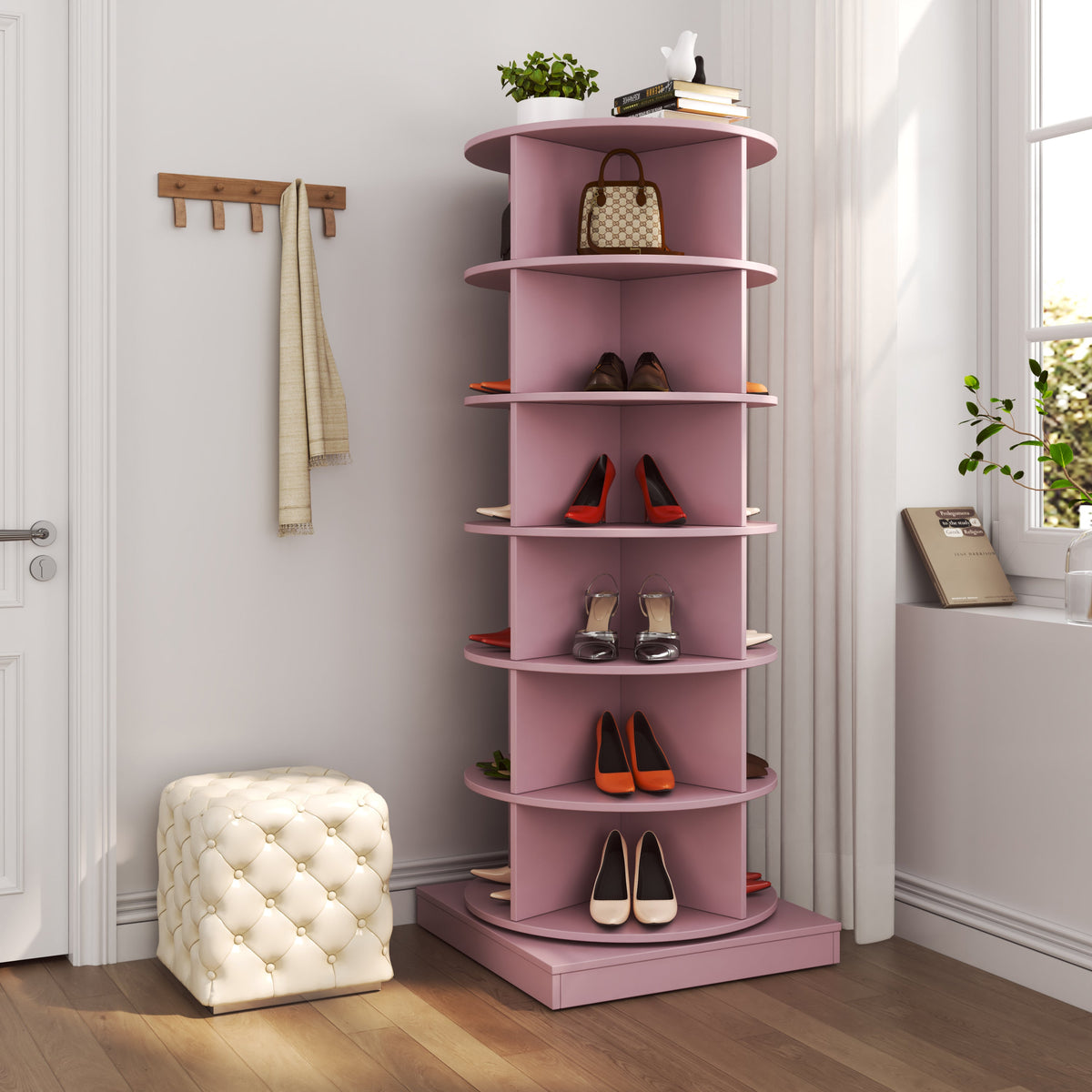 360 Rotating Shoe Cabinet with 6 Layers for Entryways