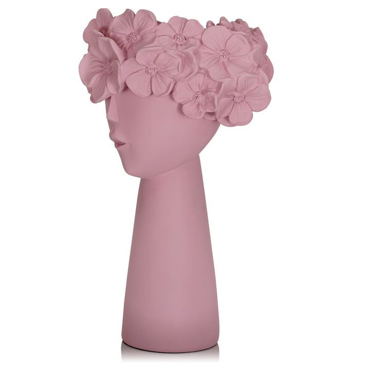 Pink Flowerpot Bust Planter for Romantic Shelf Decor