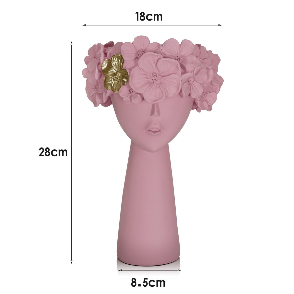 Pink Flowerpot Bust Planter for Romantic Shelf Decor