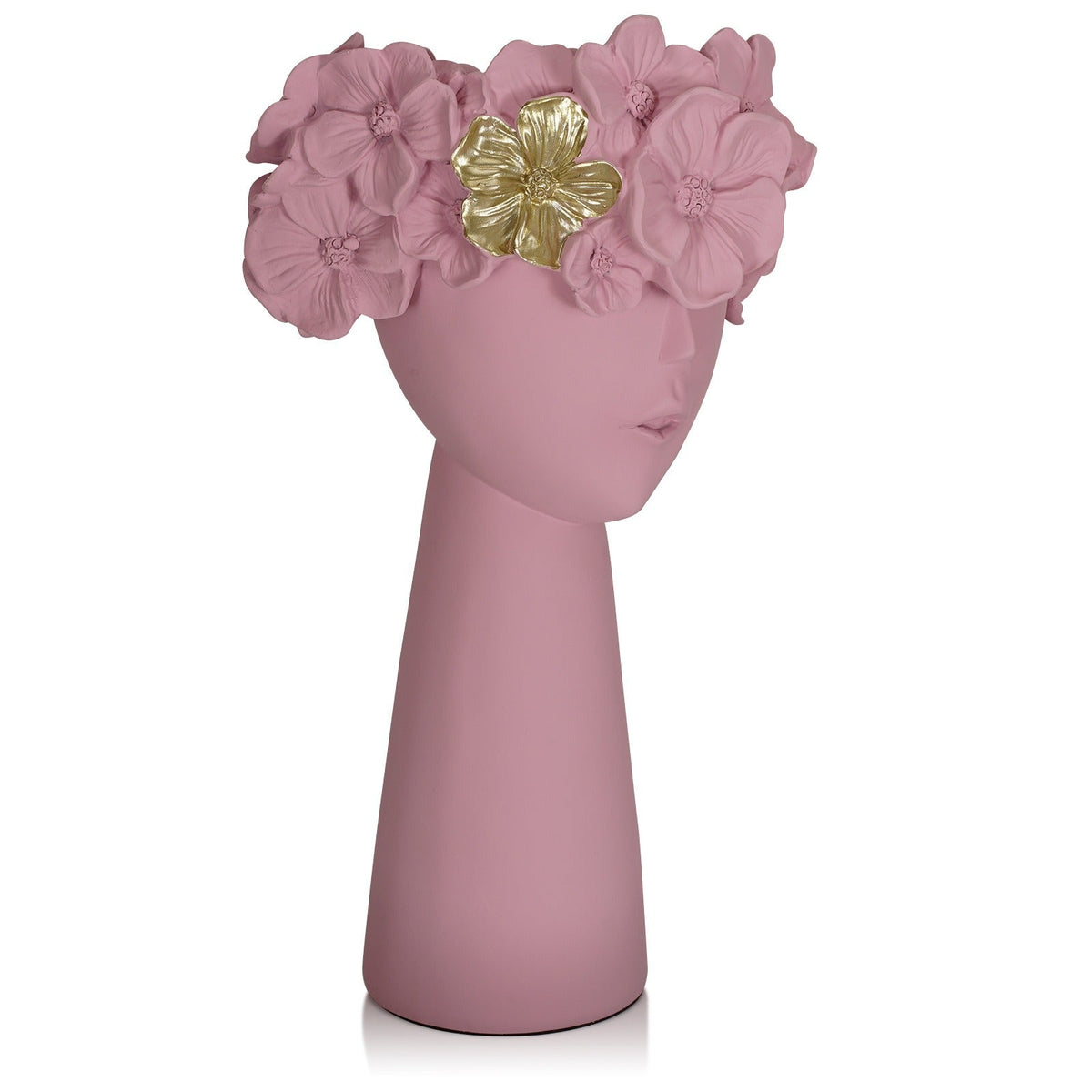 Pink Flowerpot Bust Planter for Romantic Shelf Decor