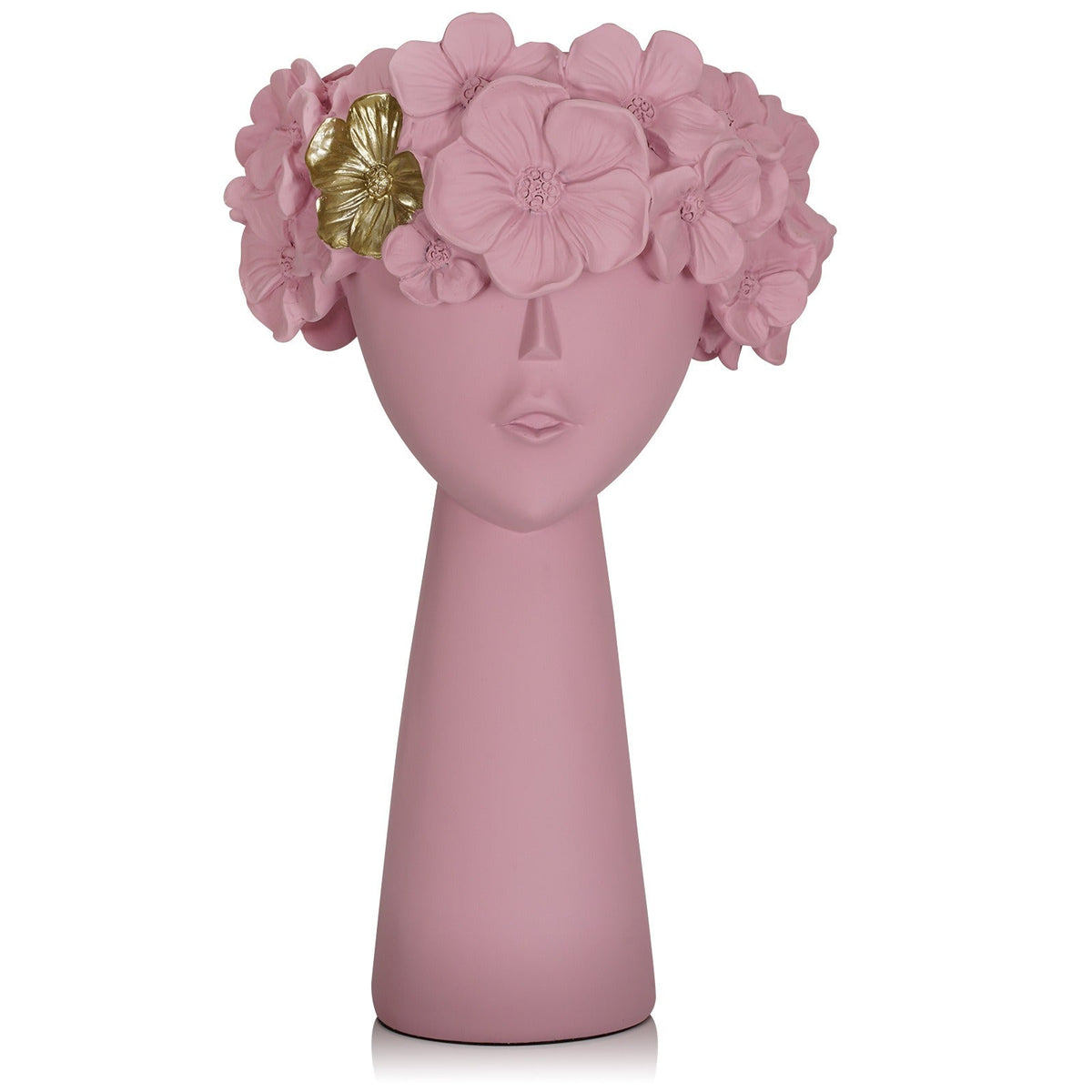 Pink Flowerpot Bust Planter for Romantic Shelf Decor