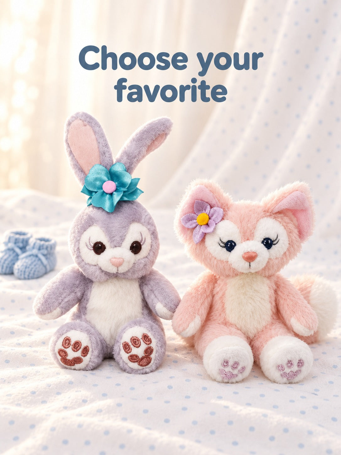Pink Plush Rabbit Cake Topper for Birthday Desserts