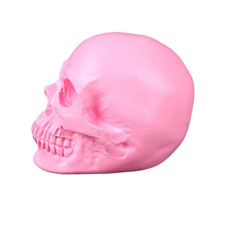 Pink Skull Ornament for Playful Gothic Shelf Decor Accent