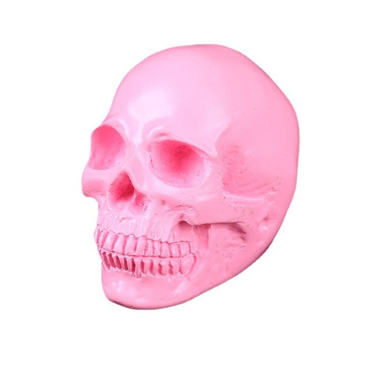 Pink Skull Ornament for Playful Gothic Shelf Decor Accent