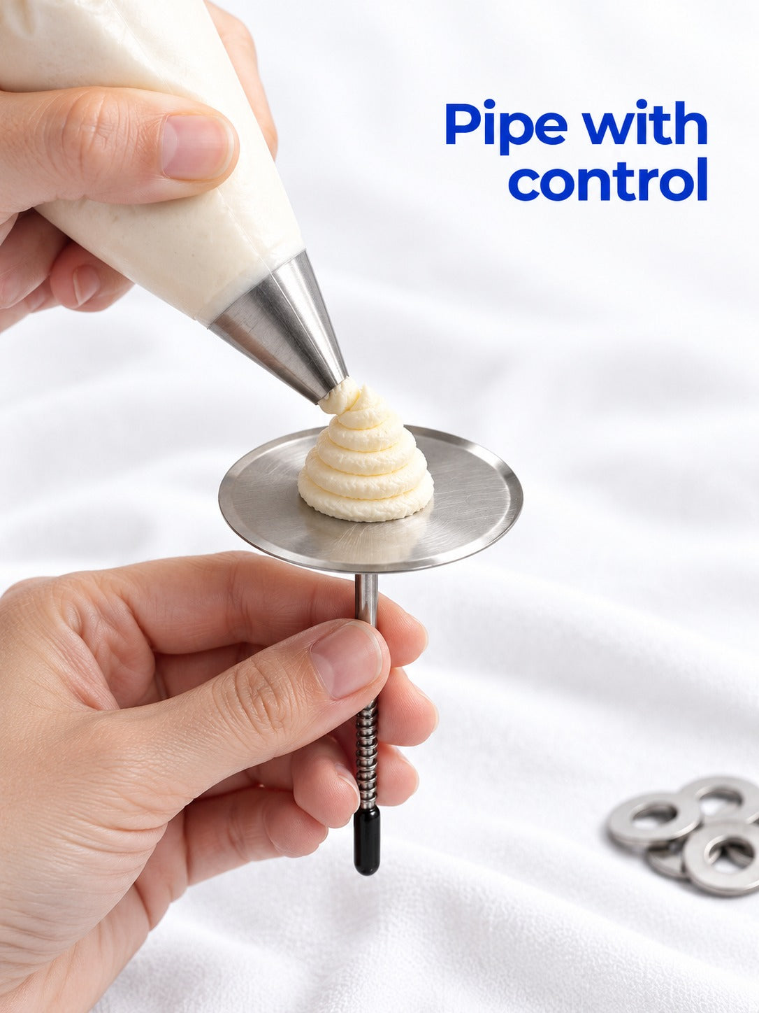 Piping Nails Set for Cream Roses, 4 Stainless Steel
