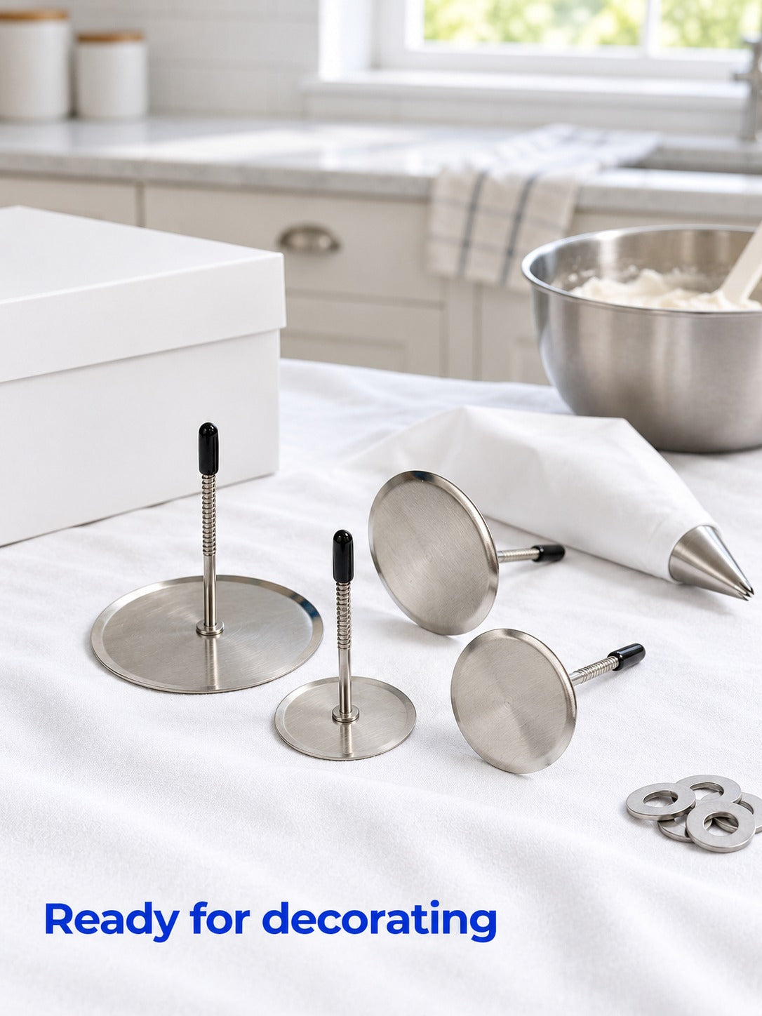 Piping Nails Set for Cream Roses, 4 Stainless Steel