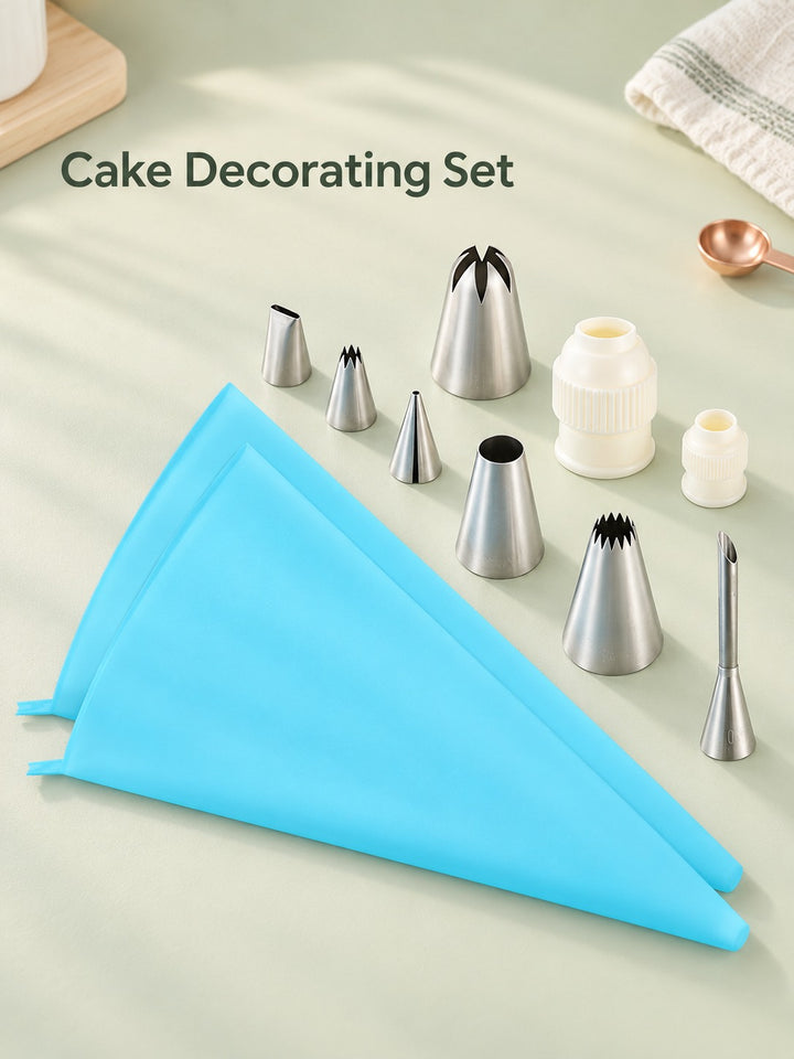 Piping Nozzle Set with Stainless Tips and Reusable Bags