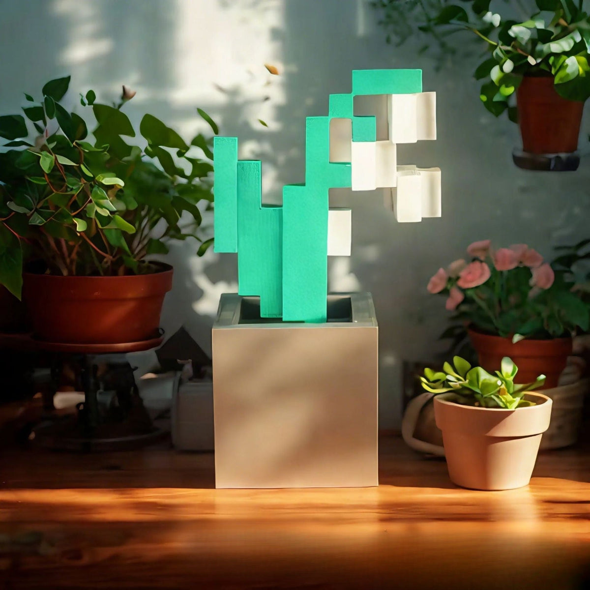 Pixel Flower Desk Decor for Playful, Low-Care Style