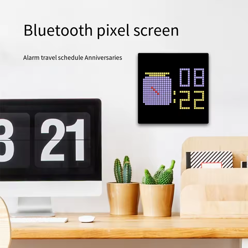 Bluetooth Pixel Display Alarm Clock: Custom Animations