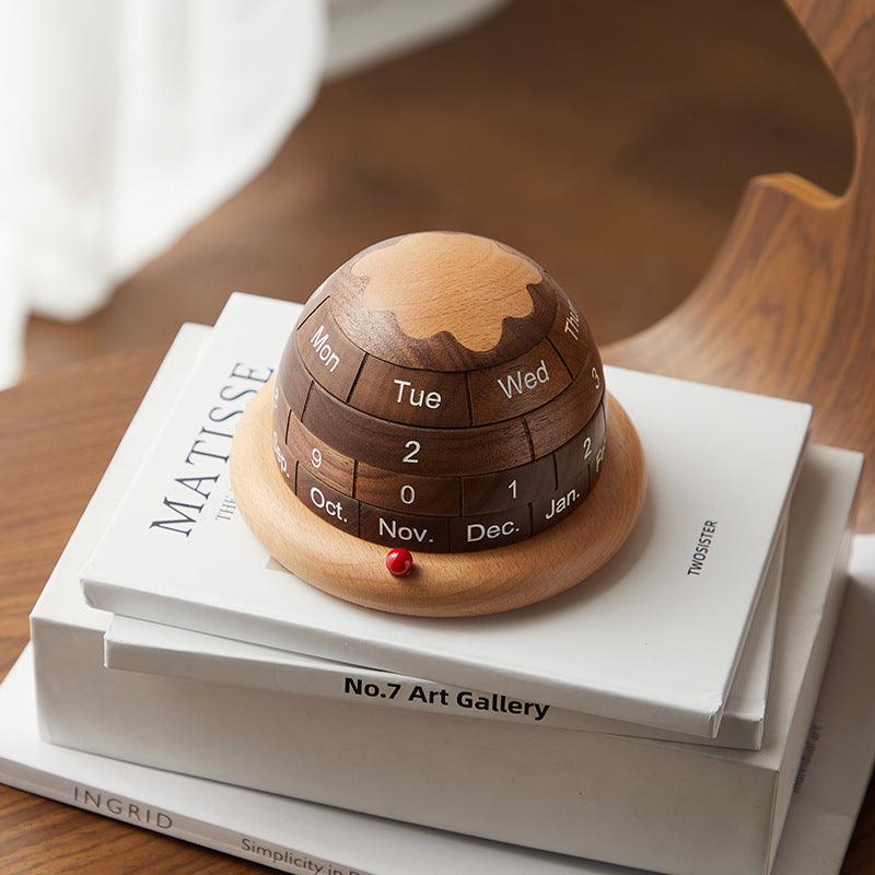 Wooden Perpetual Calendar for Elegant Desk Display