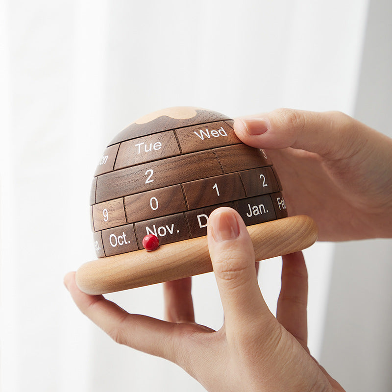 Wooden Perpetual Calendar for Elegant Desk Display