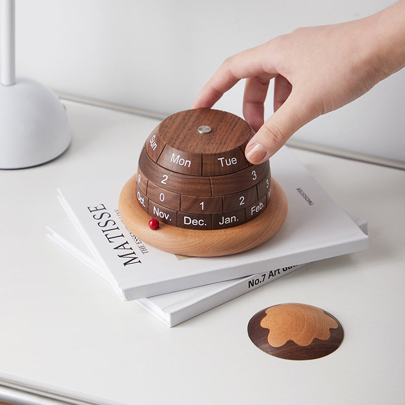 Wooden Perpetual Calendar for Elegant Desk Display