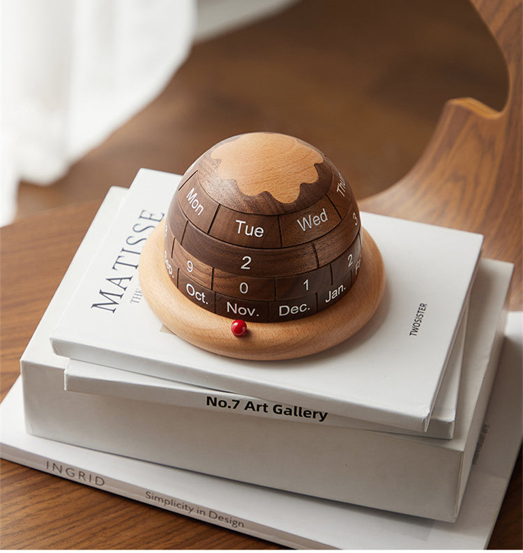 Wooden Perpetual Calendar for Elegant Desk Display