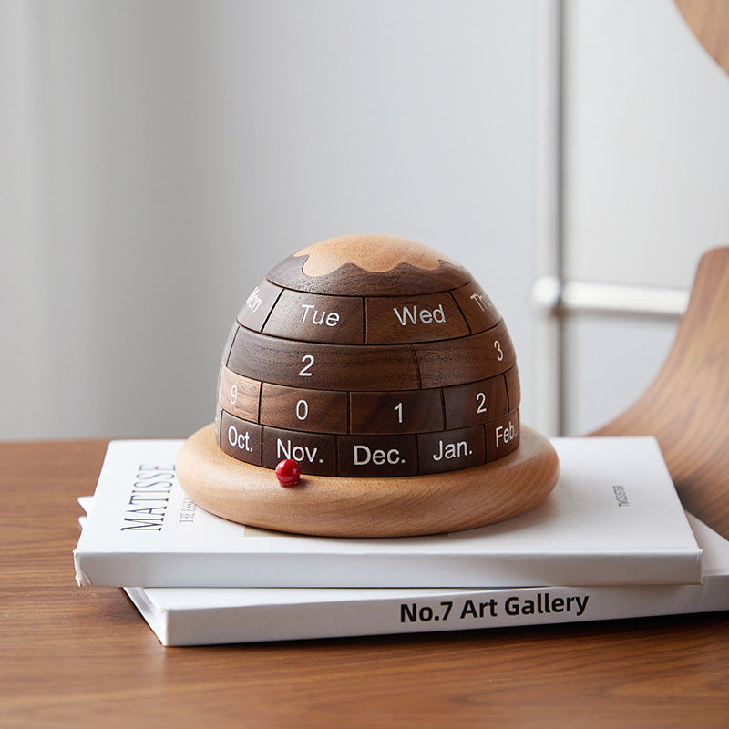 Wooden Perpetual Calendar for Elegant Desk Display