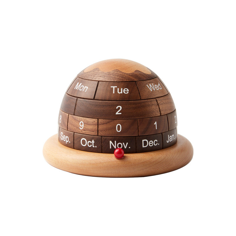Wooden Perpetual Calendar for Elegant Desk Display