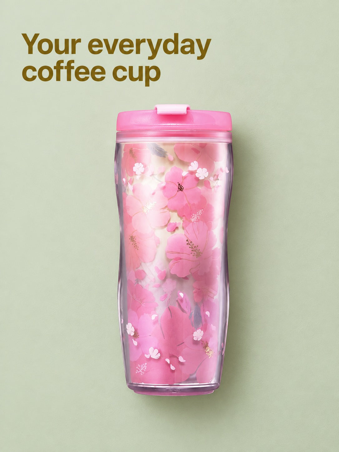 Plastic Coffee Cup with Cherry Blossom Print for Office