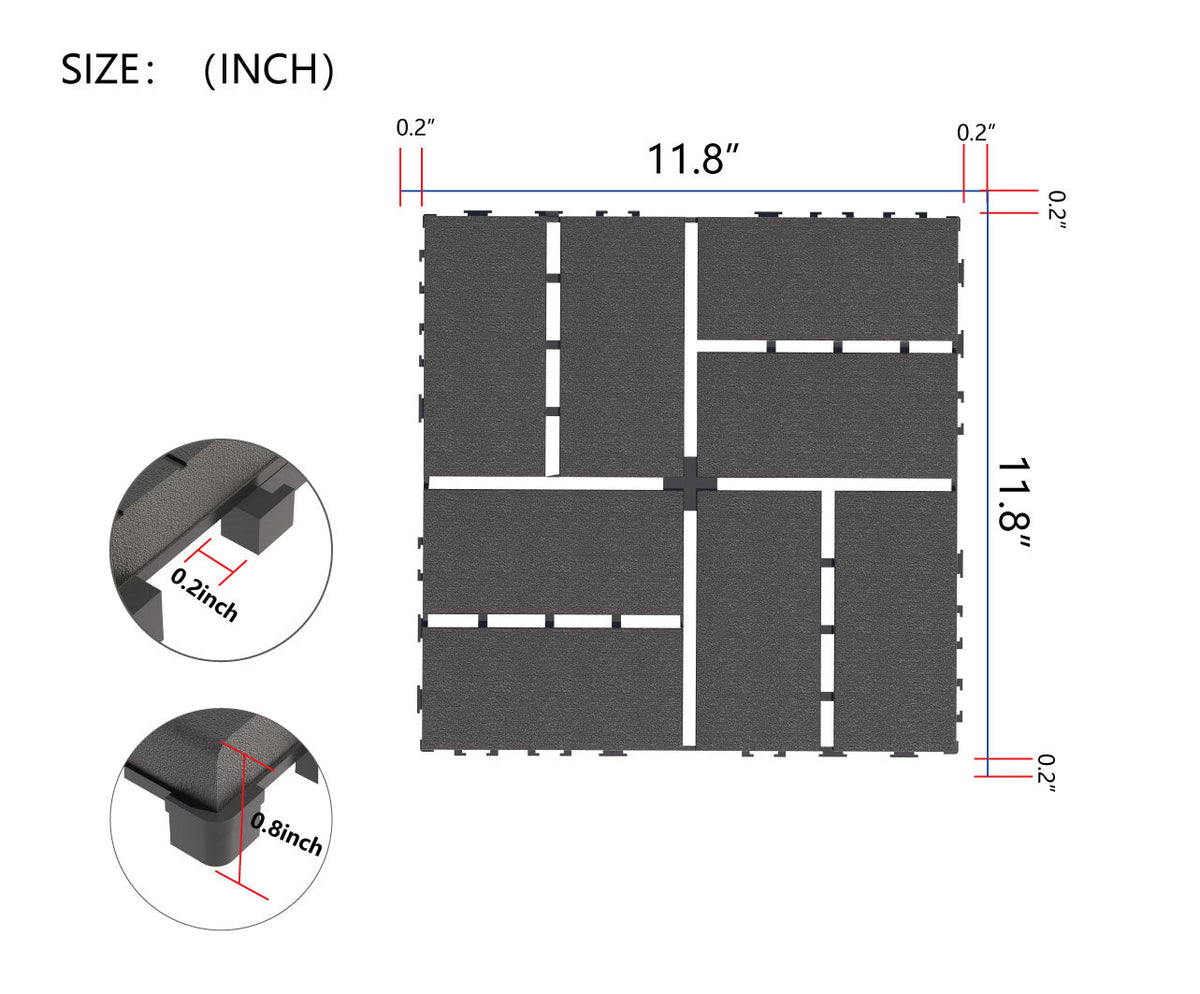 Interlocking Deck Tiles 12x12 Waterproof Outdoor Patio