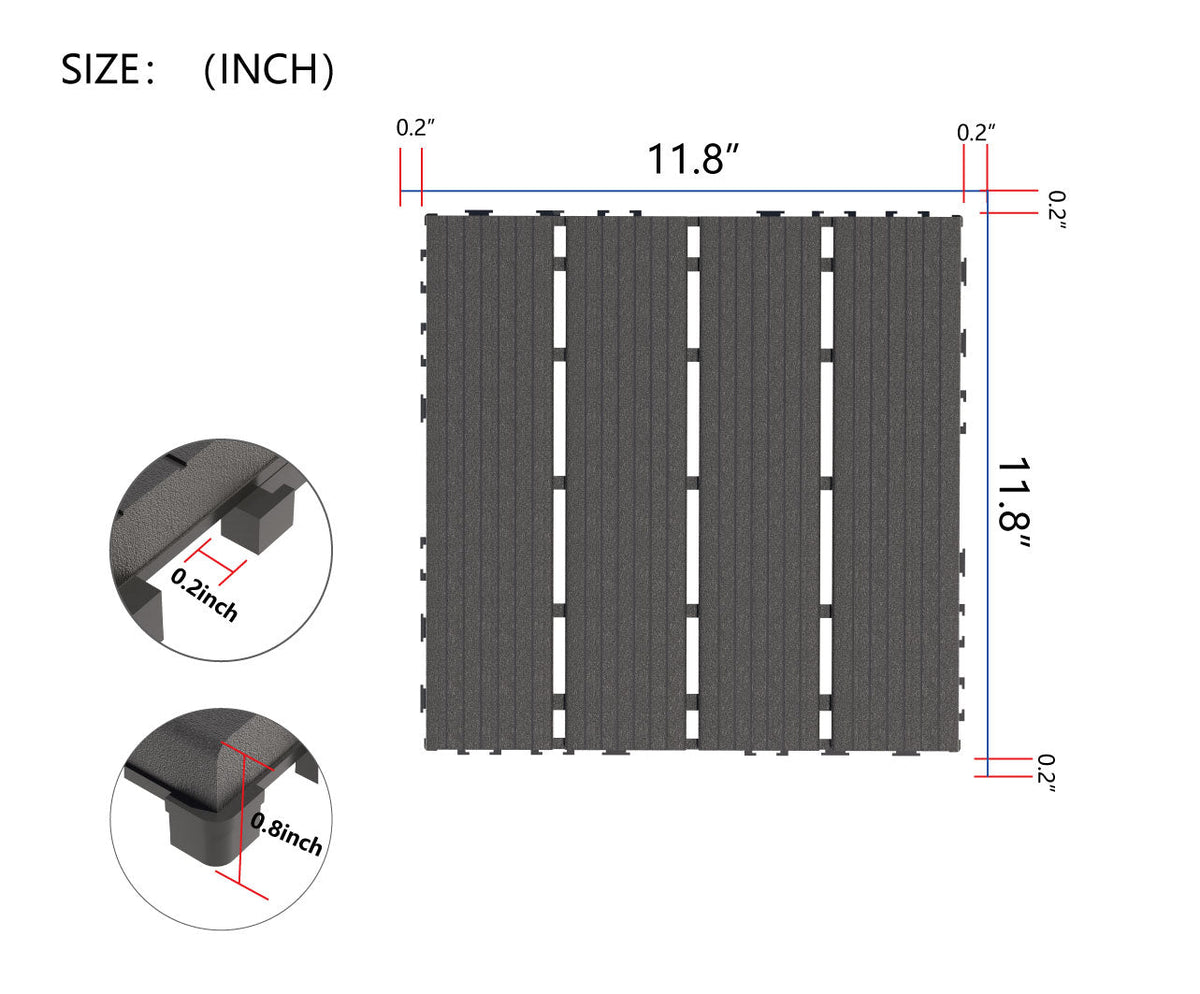Waterproof Interlocking Deck Tiles for Patios, 44 Pack