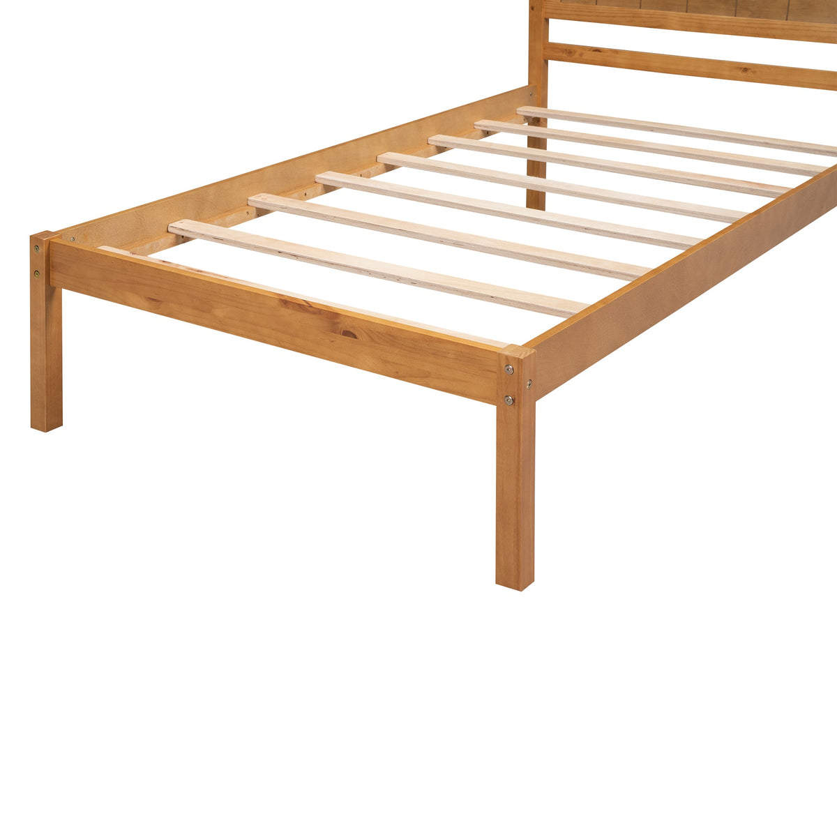 Oak Platform Bed Frame with Headboard, Twin Size