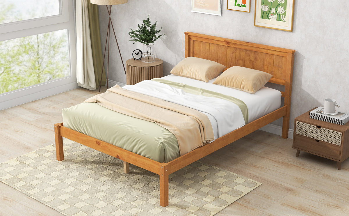 Full Size Platform Bed Frame with Wood Slat Support