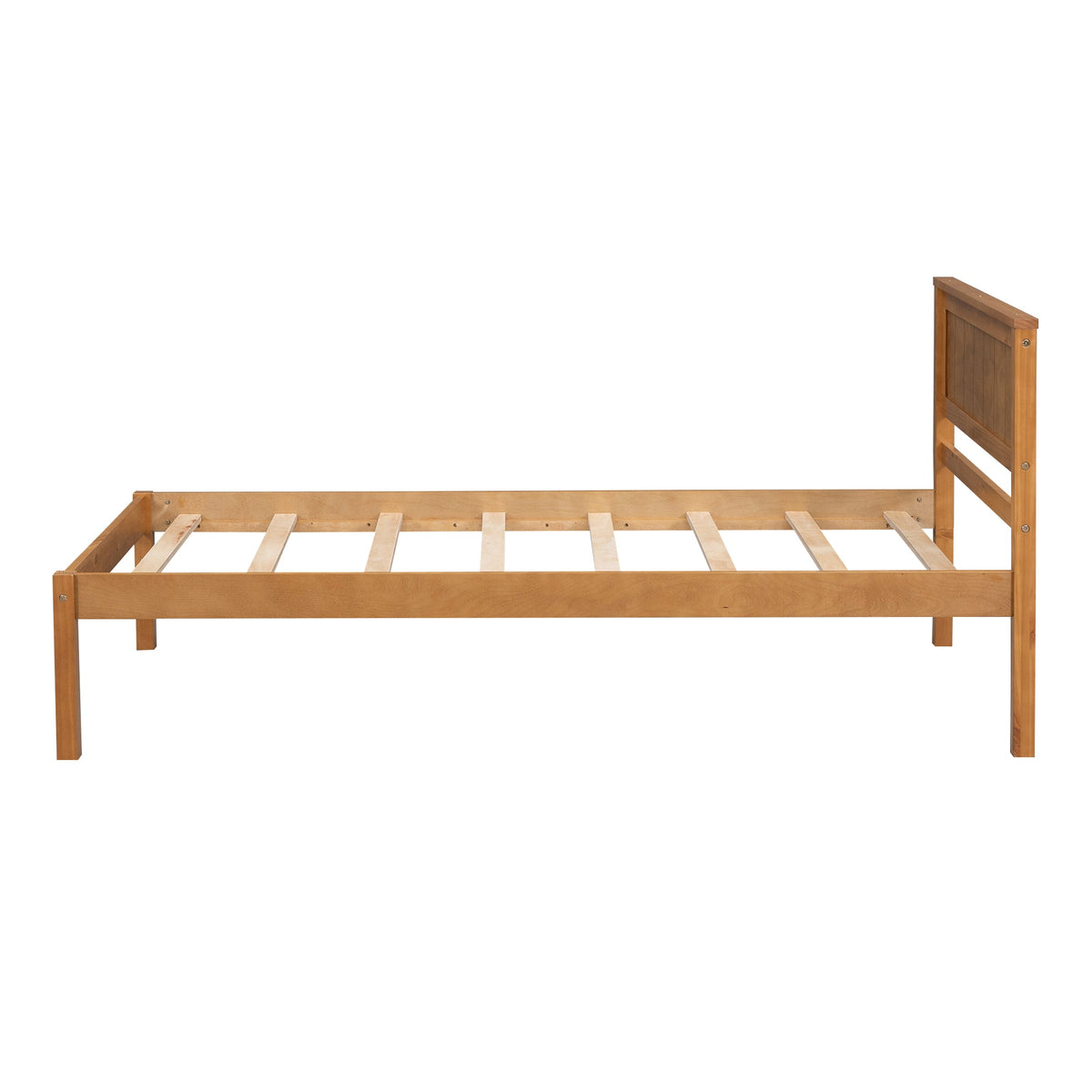 Oak Platform Bed Frame with Headboard, Twin Size