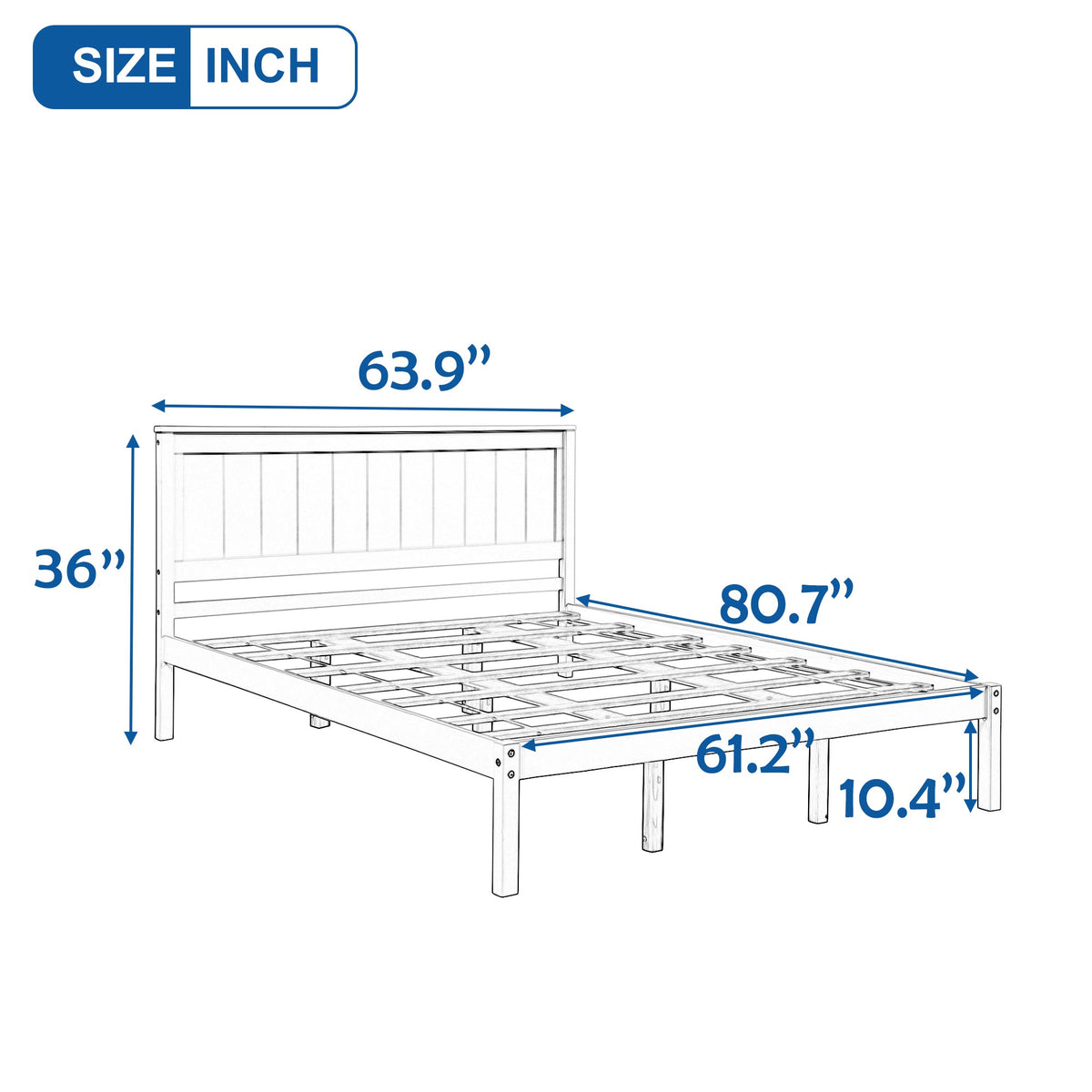 Queen Platform Bed Frame with Wood Slats, No Box Spring