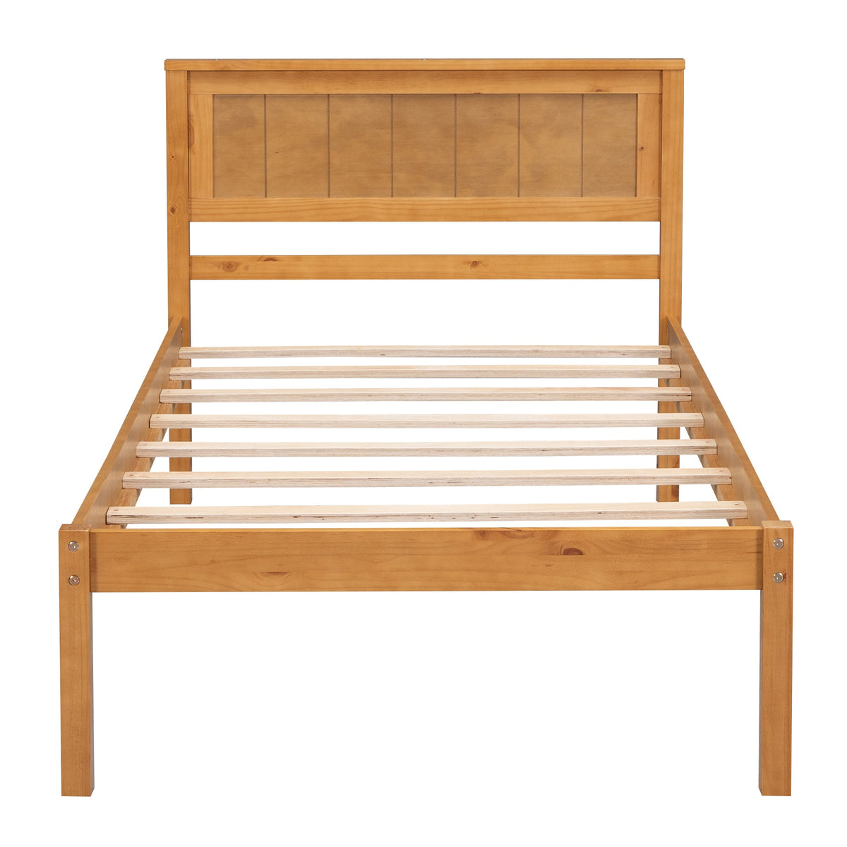 Oak Platform Bed Frame with Headboard, Twin Size