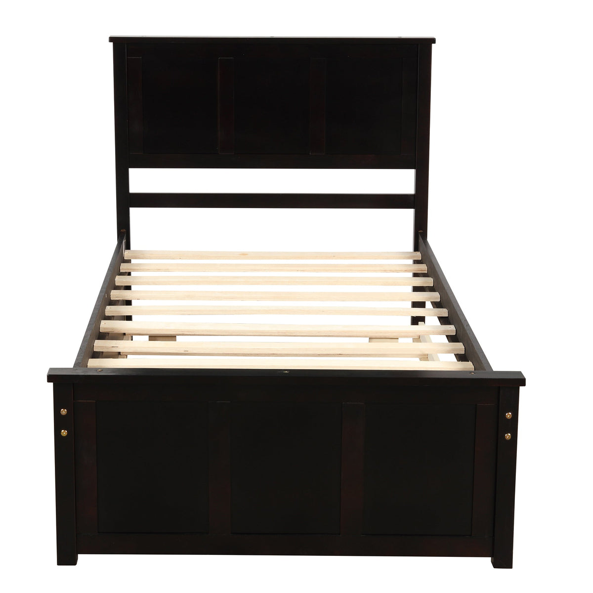 Twin Platform Bed with Rolling Storage Drawers, Espresso