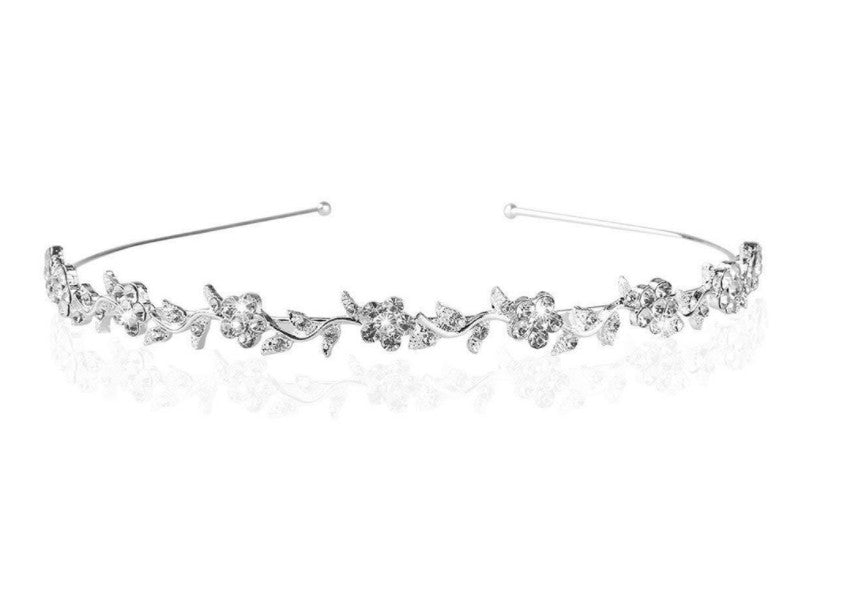 Plum Blossom Rhinestone Bridal Headband for Weddings