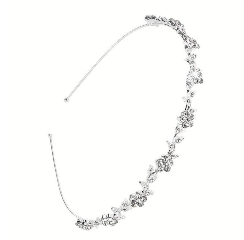 Plum Blossom Rhinestone Bridal Headband for Weddings