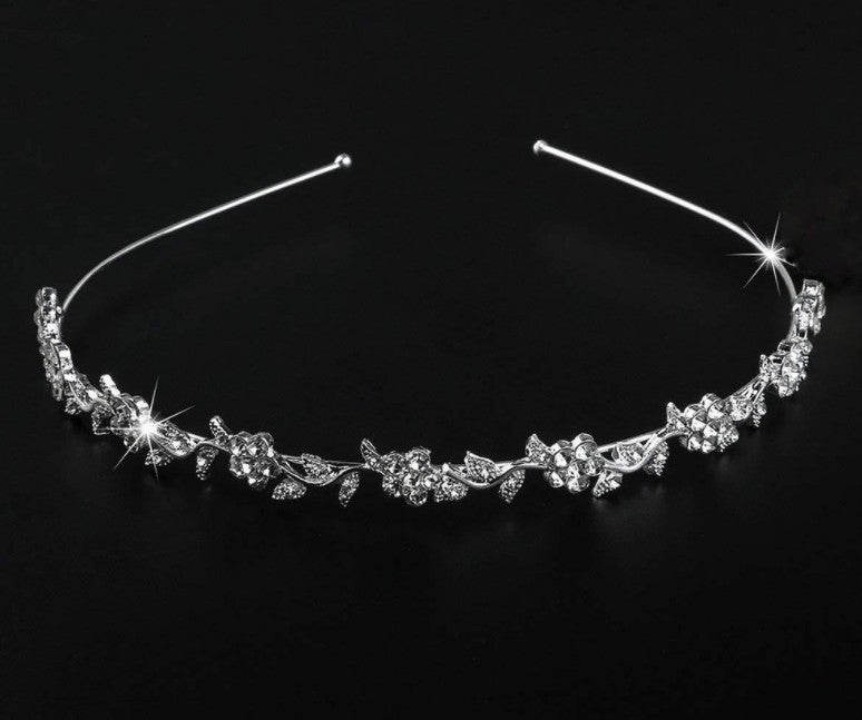 Plum Blossom Rhinestone Bridal Headband for Weddings