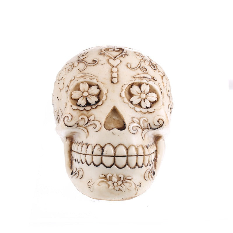 Plum Blossom Skull Ornament for Gothic Shelf Decor