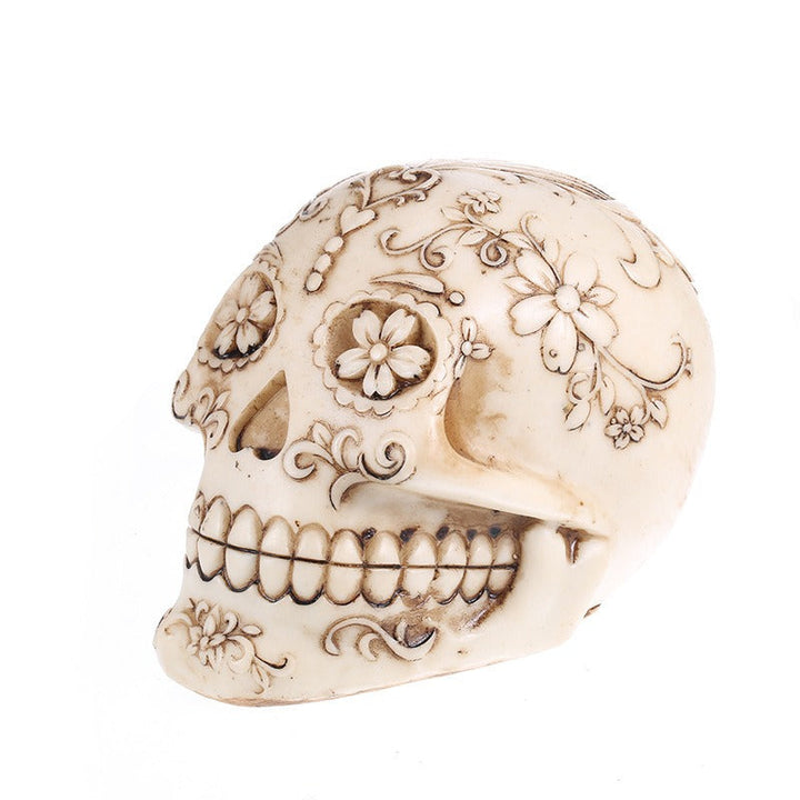 Plum Blossom Skull Ornament for Gothic Shelf Decor
