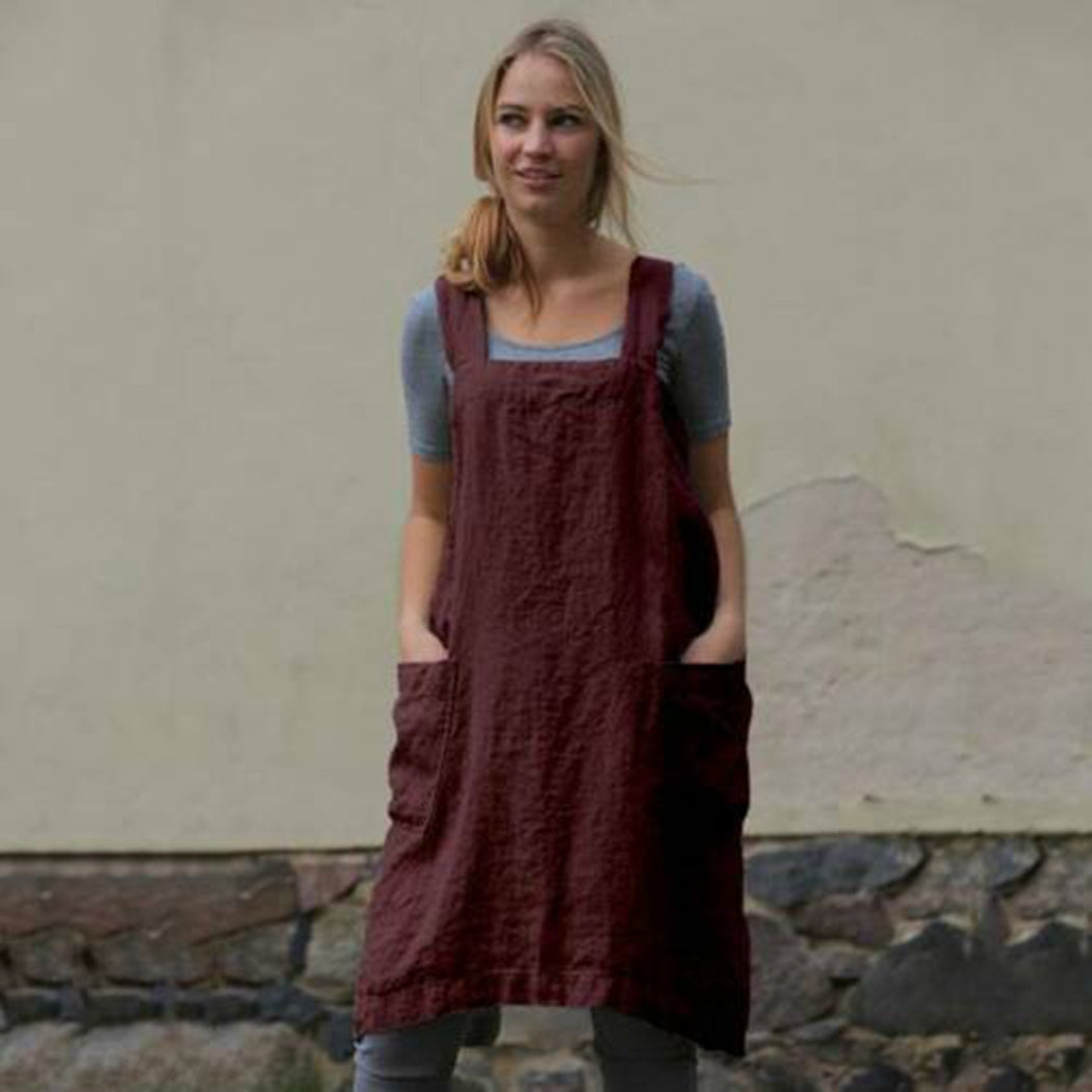 Plus Size Summer Dress with Pockets, Cotton-Linen Look