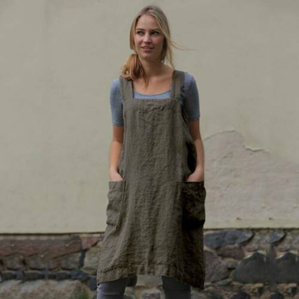 Plus Size Summer Dress with Pockets, Cotton-Linen Look