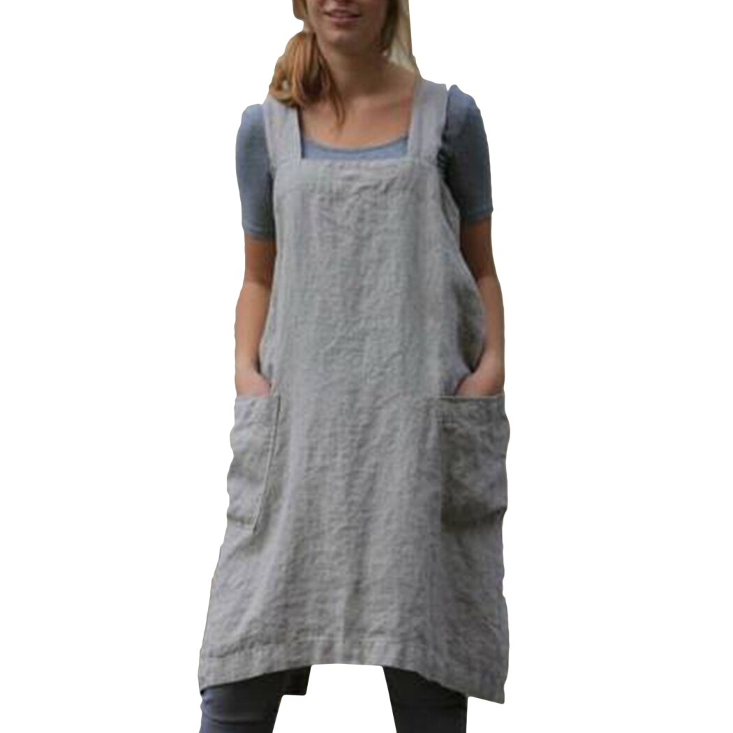 Plus Size Summer Dress with Pockets, Cotton-Linen Look