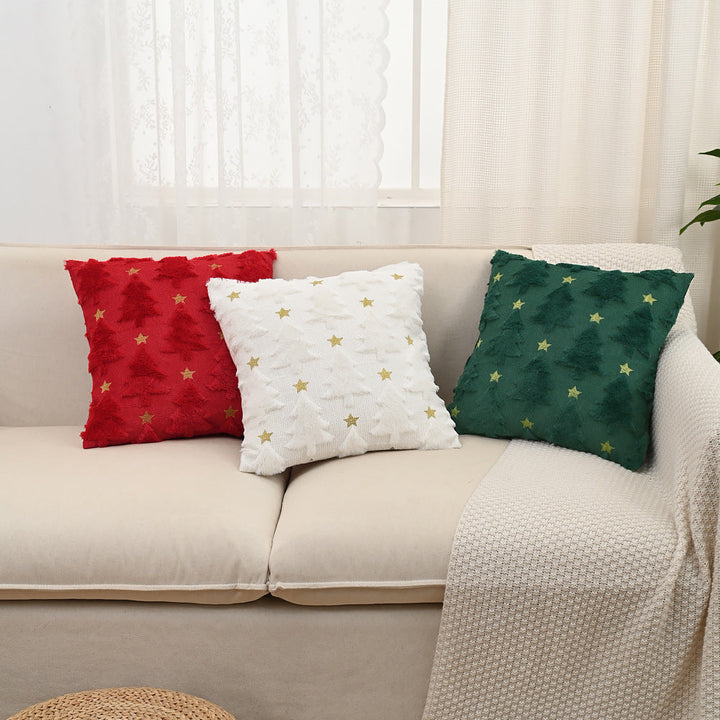 Plush Christmas Cushion Cover With Gold Star Detail