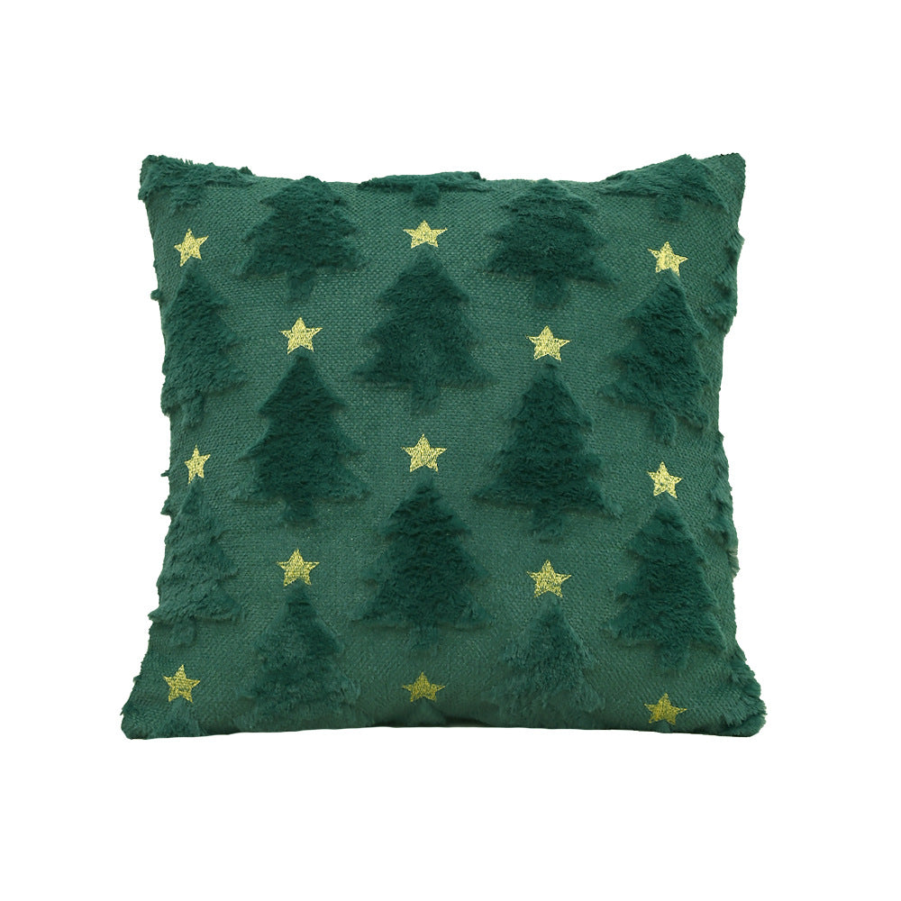 Plush Christmas Cushion Cover With Gold Star Detail