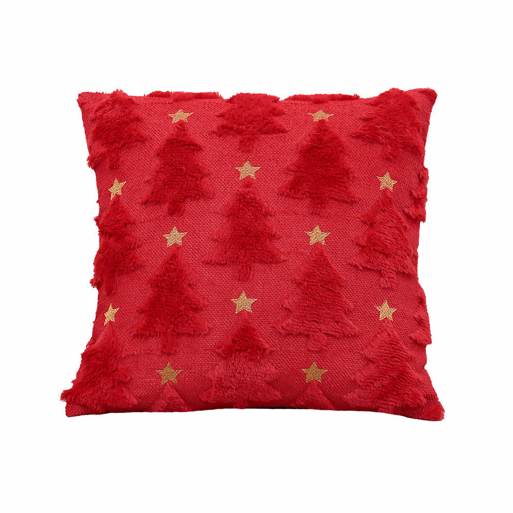 Plush Christmas Cushion Cover With Gold Star Detail