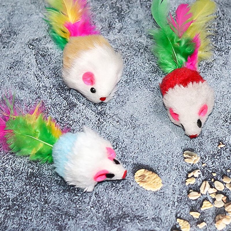 Colorful Feather Cat Toy for Indoor Hunting Play