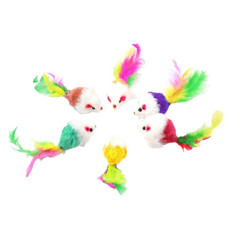 Colorful Feather Cat Toy for Indoor Hunting Play