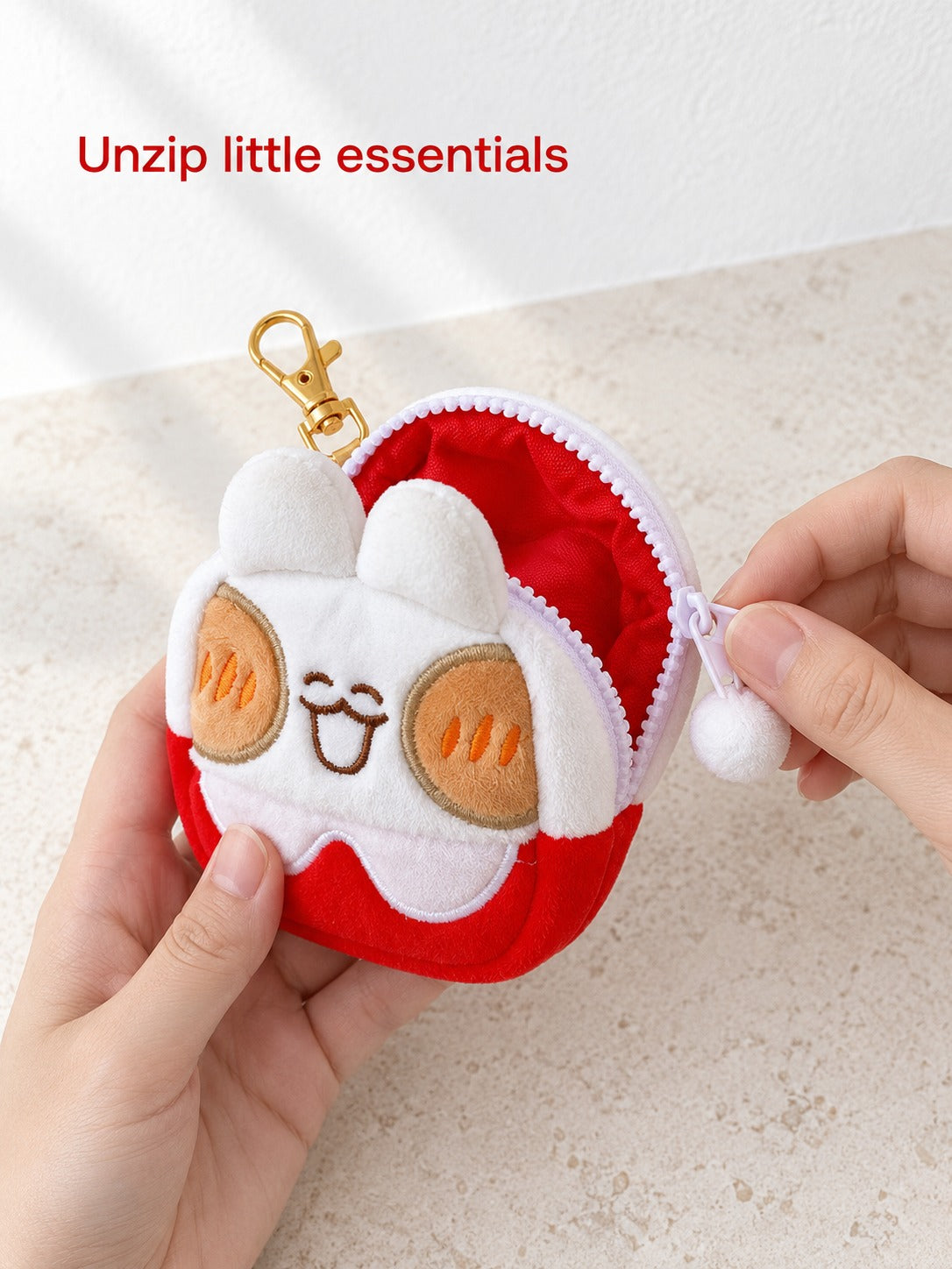 Kawaii Plush Rabbit Bread Bag Charm & Mini Zip Pouch